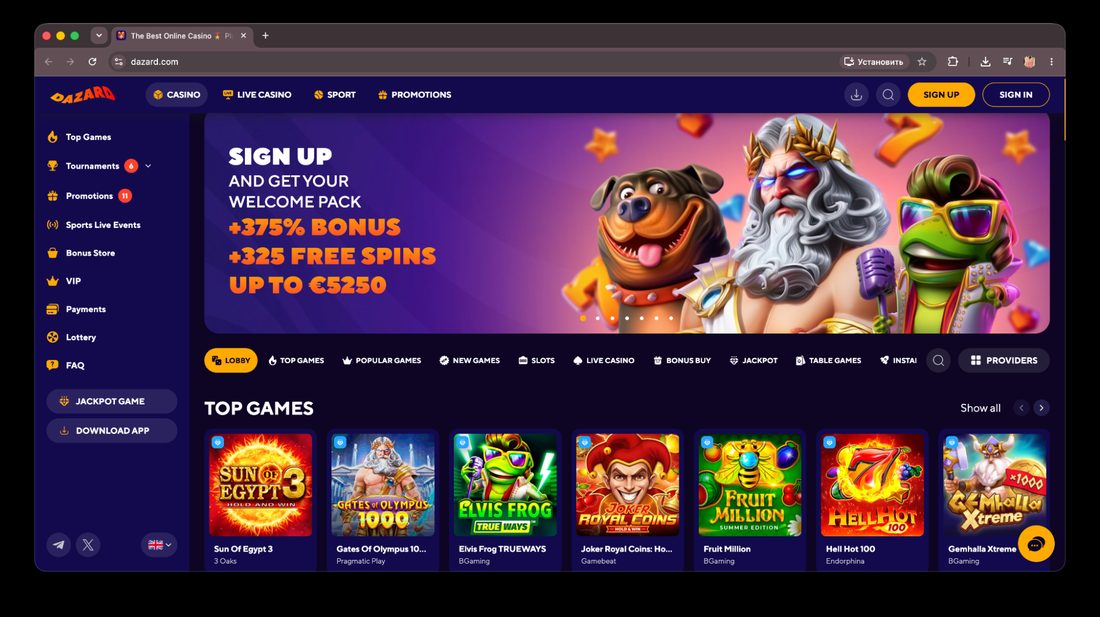 Dazard Casino Screenshot – Sizzling Hot 6 Extra Gold Echtgeld spielen